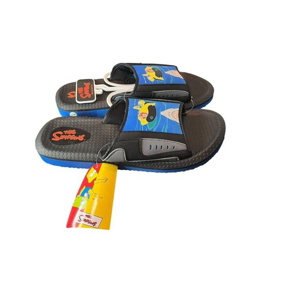 NEW Men's 9/10 Slip On Sandals Homer The Simpsons Rare Men's Slides Strap Shark - Picture 8 of 9